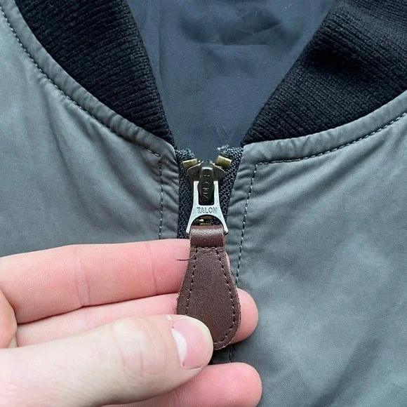 Wallace & Barnes Mens Gray Nylon Cotton MA-1 Military Bomber Jacket XL Talon Zip - Picture 4 of 11